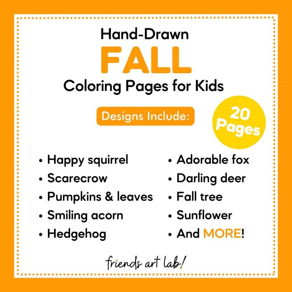 Hand-Drawn Fall Coloring Pages for Kids - Friends Art Lab