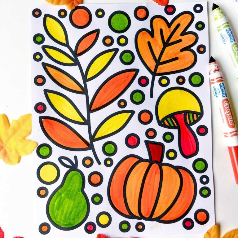 Hand-Drawn Fall Coloring Pages for Kids - Friends Art Lab