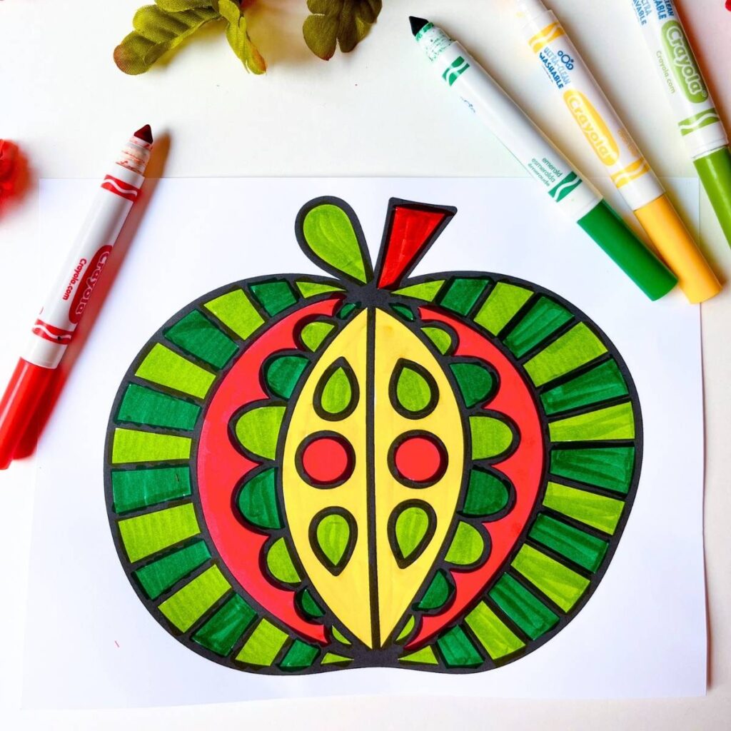 Hand-Drawn Apple Coloring Pages for Kids - Friends Art Lab