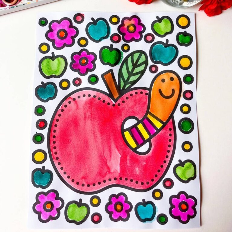 Hand-Drawn Apple Coloring Pages for Kids - Friends Art Lab