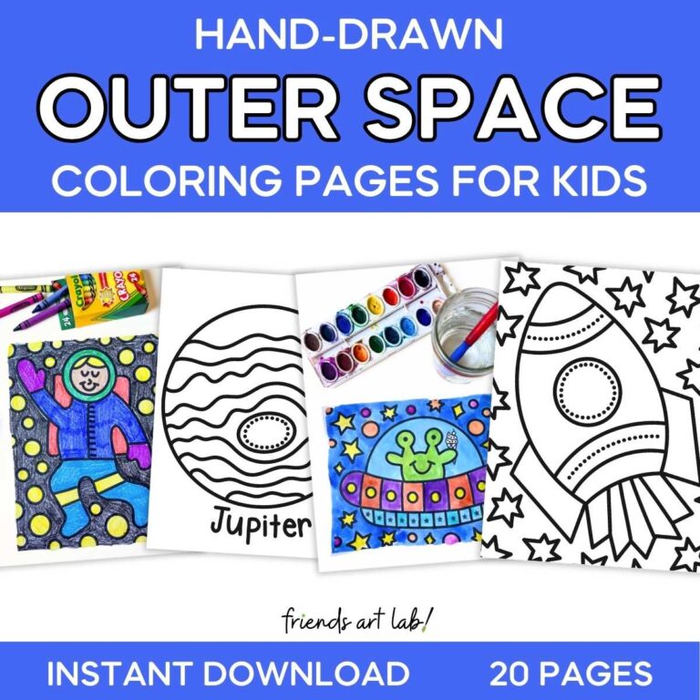 Fun Coloring Space Hand-Drawn Outer Space Coloring Pages for Kids - Friends Art Lab