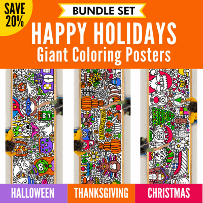 Happy Holidays Coloring Poster BUNDLE