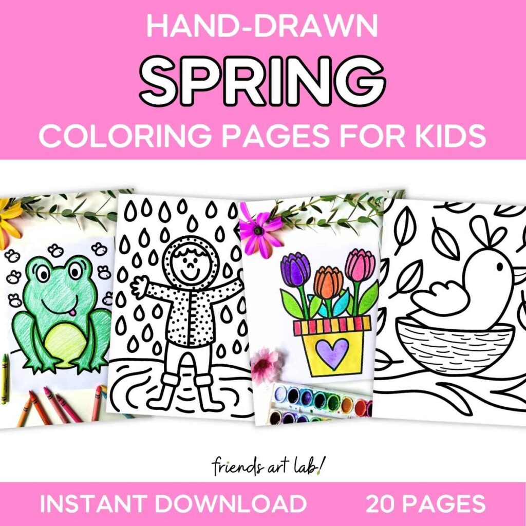 Hand-Drawn Spring Coloring Pages for Kids - Friends Art Lab