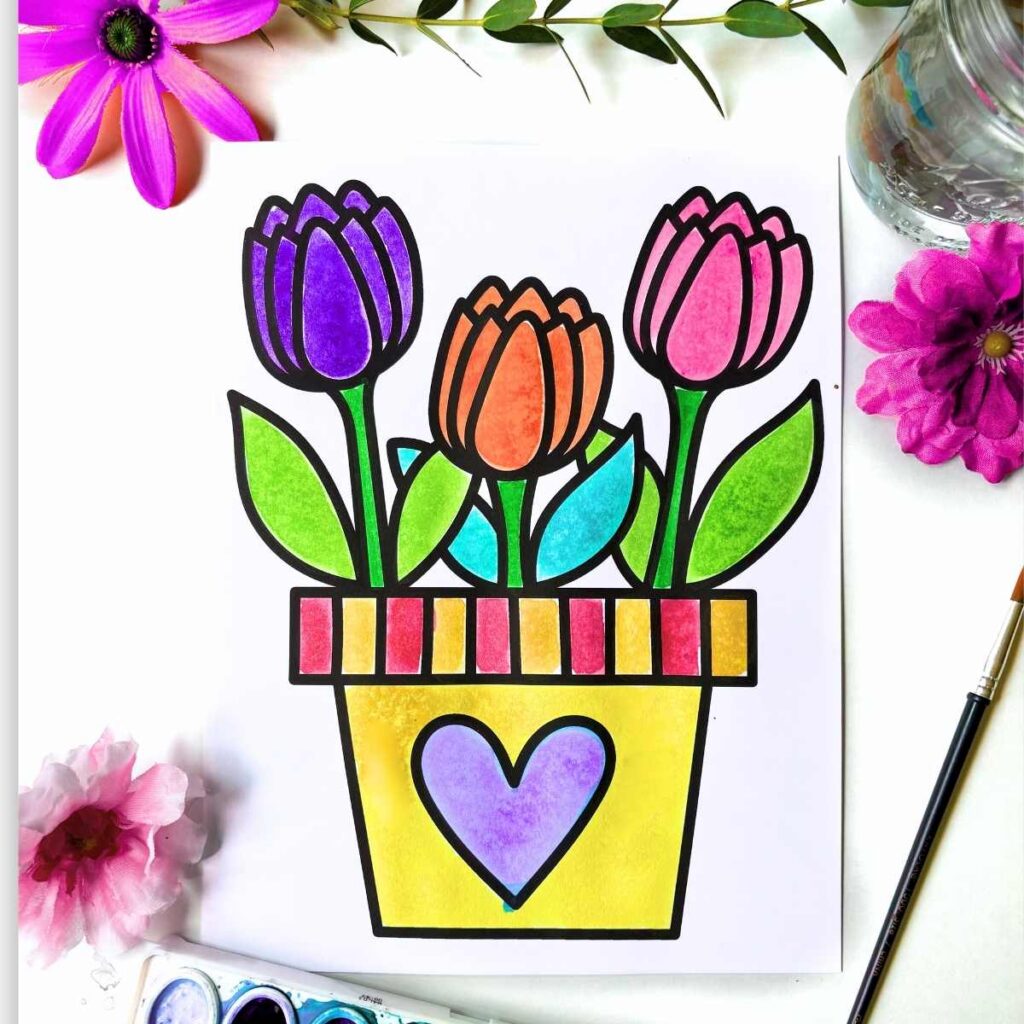 Hand-Drawn Spring Coloring Pages for Kids - Friends Art Lab